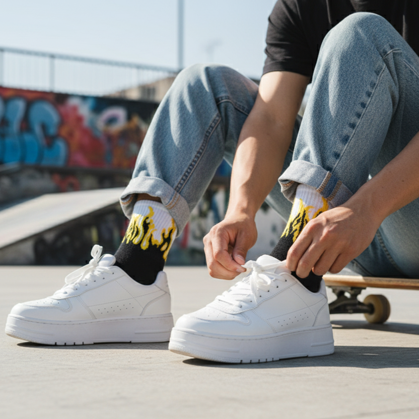 Fire Edition - Black, White, and Yellow Flames